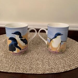 Maxwell williams Penguin Design Ceramic Mugs - Blue and White set of 2